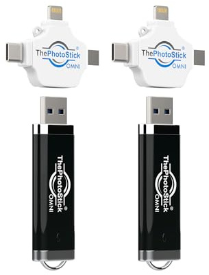 ThePhotoStick Omni 128 GB (2er-Pack) – Foto- und Video-Backup und -übertragung | digitaler Datei-Organizer | USB- und Multiport-Anschluss für Handys, Tablets und Computer | tragbarer Speicher |