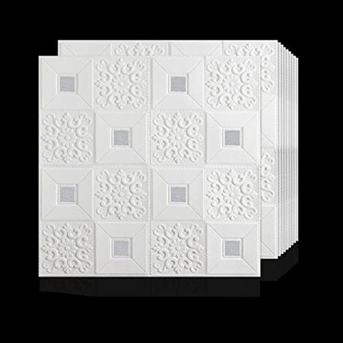 3D-Wandaufkleber, Stereo-Deckenpaneel, Dachdekoration, Schaumtapete, selbstklebend, wasserdicht, zum Selbermachen, Wohnzimmerdekoration, TV-Hintergrund, Silber, 70 x 70 cm
