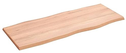 vidaXL Tischplatte, Holzplatte für Tisch Esstisch Couchtisch, Massivholzplatte Handgefertigt mit Baumkante, Ersatztischplatte, Hellbraun 100x40x2cm Massivholz Eiche Behandelt