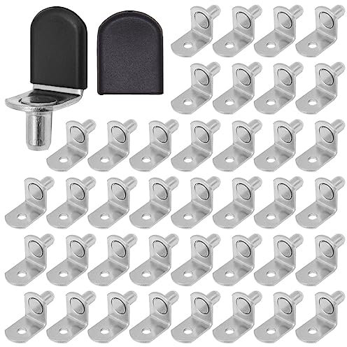 Hocansen 50 Stück L Form Regalbodenträger 6mm Flache Löffelart Regalträger L-Regalstifte mit Loch für Möbel，Schränke und Bücherregal(Silver/L)