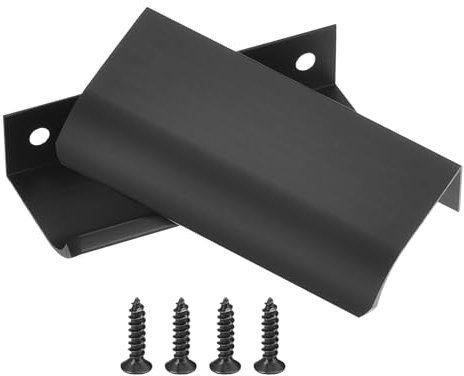 QUARKZMAN 10Pcs Möbelgriffe Profilgriff Versteckte Schrankgriffe 64mm Bohrabstand Alu Fingerkanten-Zuggriffe Schubladengriffe Küchengriffe für Kleiderschrank Tür Schubladen, Schwarz