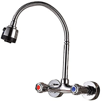 Froulaland Küchenarmatur Wandmontage, Armatur Küche Ausziehbar Edelstahl Chrom, Unterputz Edelstahl Wasserhahn Küche Wandarmatur, Kalt Und Heiß Einhebelmischer Modern Metallisch Silber