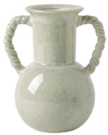 VICTOR&TERESA Vase Deko für Zuhause,grüne Vintage-Porzellan-Vase für Blumen,vase für tulpen,Moderne rustikale Vase für Tisch,Kaminsims Akzent,Bücherregal,Wohnzimmer & Tafelaufsatz,Geschenk 20cm