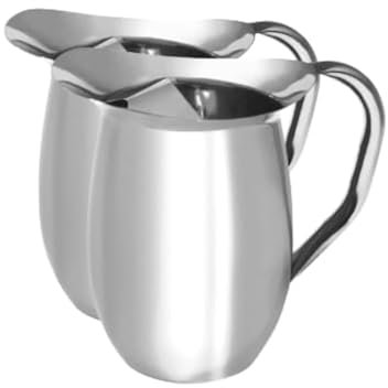 Set di 2-90 oz, brocca per acqua liscia in acciaio inossidabile argento con protezione del ghiaccio, brocca in acciaio inossidabile, brocca per acqua in metallo, brocca d'acqua in metallo per
