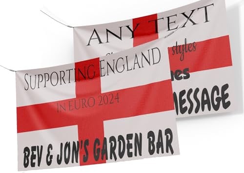 Personalised England Flag Customised with Any Name St. Georges Day Supporting England Football Euro 2024 Rugby Sign Poster Backdrop Pub Club Team Flags Bunting Banner (Outdoor Flag)