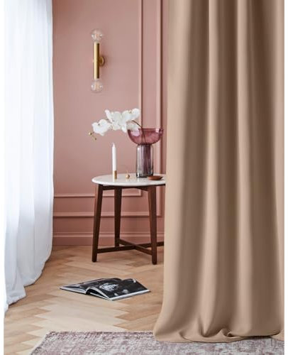 ROOM99 Vorhang mit Ösen Laurel 140 x 250 cm Breite x Höhe Verdunkelung Blickdicht Schiebegardinen Curtain Wohnzimmer Schlafzimmer Beige, 1 Stück