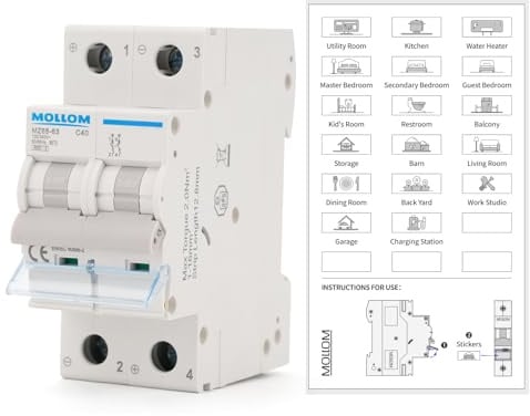 MOLLOM AC 2P 110-240V 40A C40 Interruttore magnetotermico mini