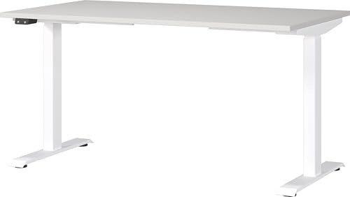 Germania Schreibtisch 7905-642, in Lichtgrau/Weiß, EL. höhenverstellb., 140 x 120 x 80 cm (BxHxT)