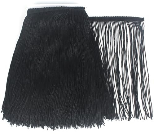 Spitzenband, 2 Yards Eindicken, Schwarz Fransenborte, 20cm breit, Fransenbesatz, Band für DIY, Lateinisches Kleid, Bühnenkleidung, Accessoires, Spitzenband