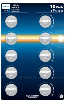Philips Lithium 3 Volt CR2430 Batterie, Adatte per orologio, termometri e portachiavi, confezione da 10