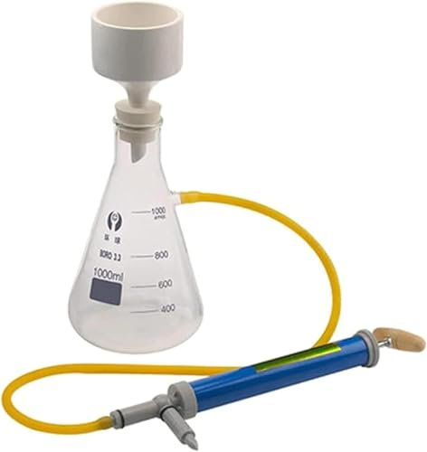 Aparato de filtración al vacío de Laboratorio, Equipo de destilación al vacío con Bomba Manual con Embudo y Bomba Kit de Filtro de succión de Vidrio Kit de cristalería de Laboratorio de quím