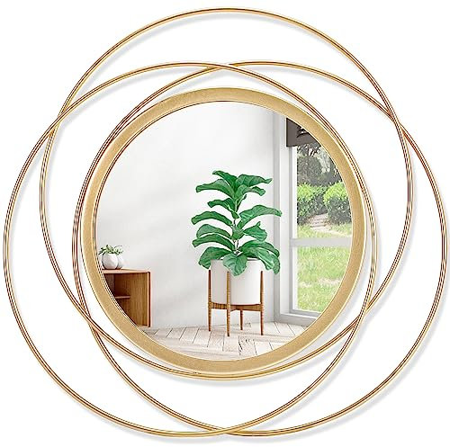 HLFMVWE Spiegel Rund Gold, Moderne Wanddeko Wohnzimmer Haus und Schlafzimmer Spiegel zum Aufhängen an der Wand Originelles Geschenk für Frauen und Mama