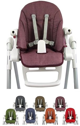 Ersatzbezug Sitzkissen [Bezug für Hochstuhl] kompatibel mit Peg Perego Prima Pappa ZERO3 & SIESTA (meliert bordeaux)