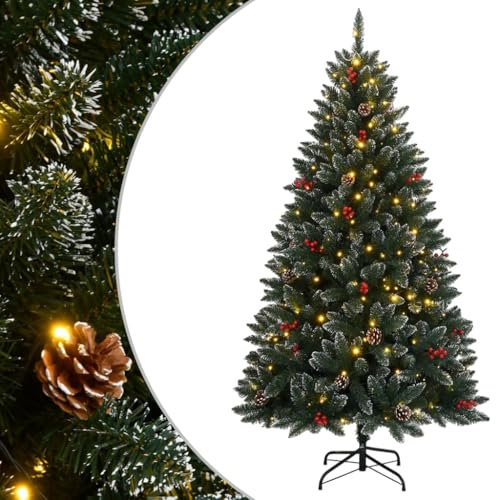 vidaXL Sapin de Noël Artificiel 300 LED 180 cm, Arbre Réaliste, Ornement et Décoration pour Noël