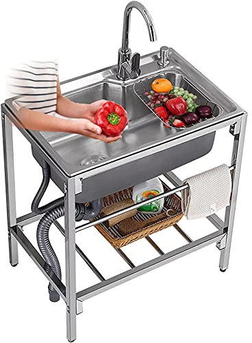 Fregadero de garaje Fregadero de restaurante comercial de un solo tazón Fregadero de acero inoxidable independiente Fregadero de garaje industrial de 1 compartimento para taller Interior