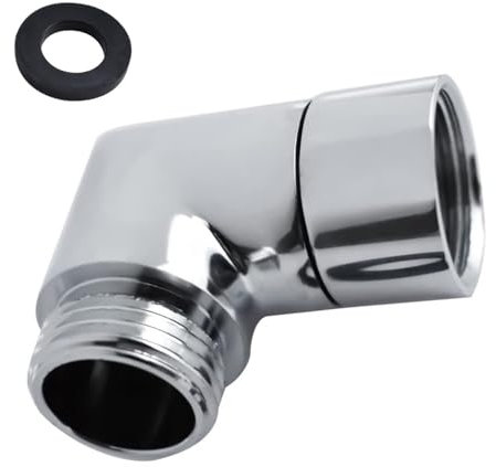 VZU Duschkopf Verlängerung 90 Grad Handbrause Adapter, Duschschlauch Anschluss Gelenkstück für Regendusche, Duschbrause Zubehör mit Unterlegscheiben, 1/2 Zoll, Beweglich, Silber