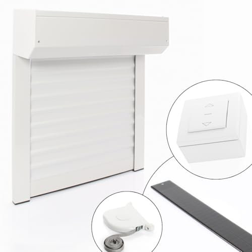 Kit Volet Roulant Electrique Filaire Ajustable en Aluminium h220 x l150 cm- Montage Facile , Pour Fenêtre et Porte