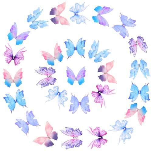 Qaestuan 27 Pezzi Fermagli per Capelli a Farfalla, Mini Clip per Capelli a Farfalla, Mollette Stile Farfalla Fermagli per Capelli Glitter, per Accessori per Capelli per Donne Adolescenti