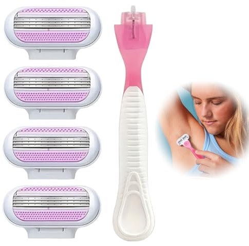 4 Pezzi Lamette di Ricambio Premium per Rasoio da Donna,Lame per Rasoio da Donna Universali a 3 Lame con maniglia e Striscia Idratante Skin Cushion, per una Rasatura Fluida Profonda Duratura