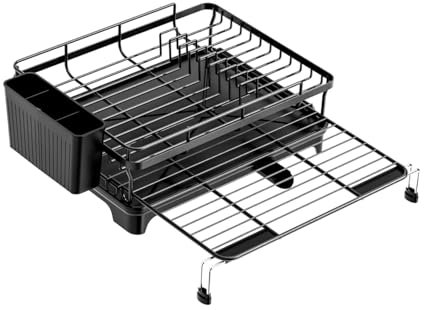 Fonowx Escurridor de Platos, escurridor de Platos, portavasos de Metal, Bandeja escurridora de Platos, Estante para Fregadero