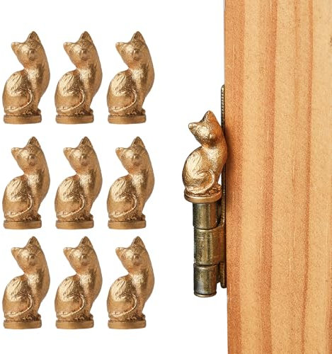Cat Hinge Head 10 Pack Magnetic Caps Topper Decorative Cat Door Hinge Topper, Cat Gargoyle Hinge Home Decoration Little Kittens Figurines Ornament Door Hinge Decorative