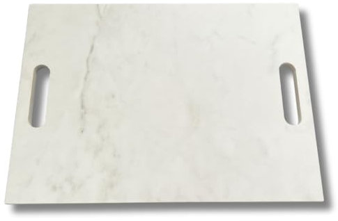 LITHOS MATERIE Tabla de cortar de cocina mármol look gres, 40 x 30 cm, blanco mate con vetas