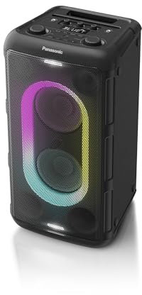 Panasonic SC-BMAX10E-K Altoparlante Portatile per Feste con Bluetooth, Luci Integrate, 150W, USB, Ingresso Ottico per TV, Ingressi Chitarra e Microfono per Karaoke, Nero