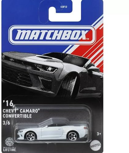 Matchbox Chevy Camaro Cabrio im Maßstab 1:64, Druckguss, 16, Weiß, 3/6 Serie