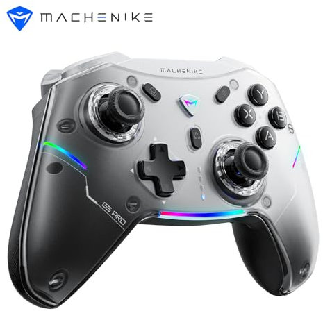 Machenike G5Pro PC Game Controller with RGB Lights, Hall Effect Joystick&Triggers, Wireless Gaming Controller, Gamepad for Switch/Ipad/MAC/Android/Steam, Gray