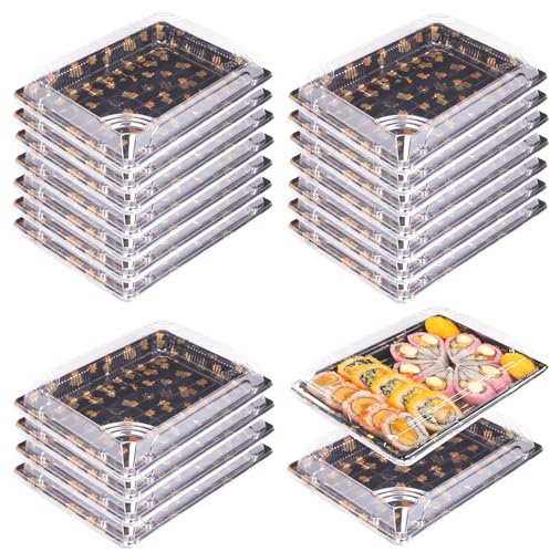 Lot de 20 boîtes de préparation de repas : plateau réutilisable avec couvercle, boîtes réutilisables, assiettes de menu et conteneurs pour sandwichs, sushis, fruits