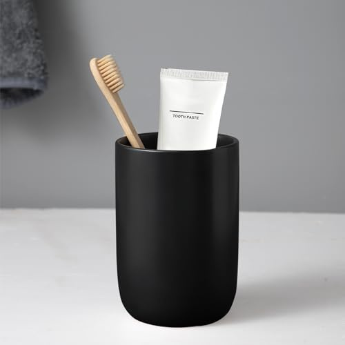 Schwarz Zahnputzbecher Keramik, Zahnbürstenhalter für Elektrische Zahnbürste Zahnbürste und Zahnpasta, Kinder Toothbrush Holder, Zahnbürsten Badezimmer Organizer Schwarz