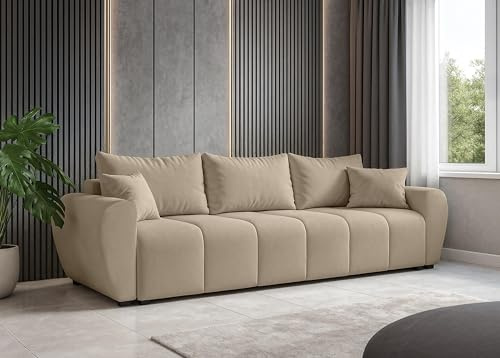 AXLIVING Malatya Big Sofa mit Schlaffunktion Schlafsofa Hellbraun 246 cm