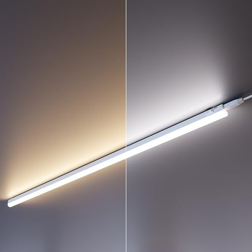 ledscom.de 2er Set LED Unterbauleuchten Rigel, Farbtemperatur einstellbar, je 113cm, 14,6W, 1747lm, warmweiß/weiß