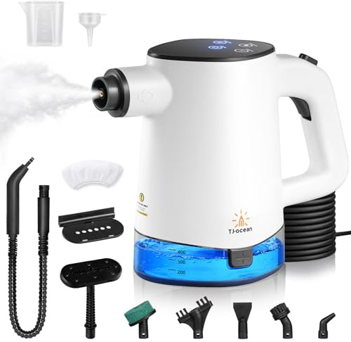 Handheld Steam Cleaner,5m Cord,15s fast heat,450ml,12 Pcs,Self-cleaning | steam cleaners for Home Use,Cleaning Floor,Tile,Windows,Couch,Grout