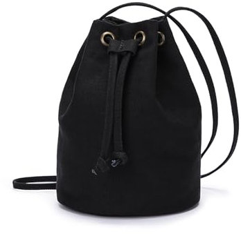 YONBEN Bucket Bag Kordelzug Geldbörsen Handtasche Anti Diebstahl Umhängetasche Umhängetasche Reißverschluss Umhängetasche (Schwarz)