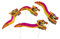Caprilite Lot de 4 grandes marionnettes chinoises en papier en forme de dragon sur bâton pour enfants Décoration de Nouvel An chinois Jouet Cadeau,Rouge,Rose,Or Jaune