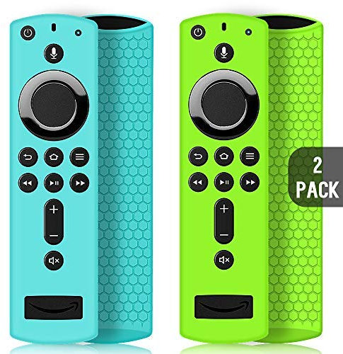 2 Pack Remote Case/Cover for Fire TV Stick 4K,Protective Silicone Holder Lightweight Anti Slip Shockproof for Fire TV Cube/3rd Gen All-New 2nd Gen Alexa Voice Remote Control-Turquoise,Green