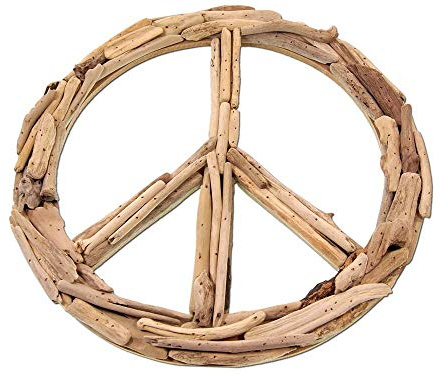 SEESTERN Treibholz Deko m. Peace (40 cm) Motiv Wanddeko Driftwood Schild Holzdeko /FBA_1435