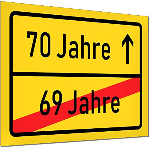 KAVARO 70er Geburtstag Geschenk oder Deko - Geschenke zum 70. Geburtstag Mann und Frau - Geburtstagsschild aus Hartschaumplatte, 30x20cm