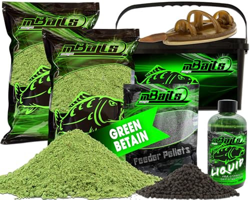 Angel-Berger Magic Baits Method Feeder Futterset Groundbait Liquid Pellets Futterkorb Futtermittel (Green Betain)