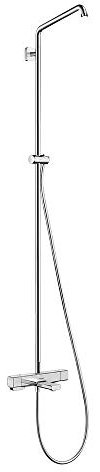 hansgrohe Croma E Sliding Height Adjust Modern Build Your Own System ShowerPipe Exposed Pipe Shower System in Chrome, 26068001