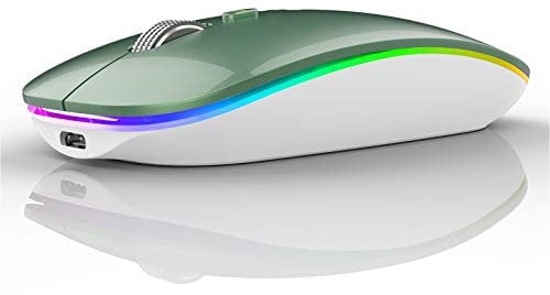 Uiosmuph G12 Mouse Wireless, 2,4 GHz con Ricevitore USB Mouse Senza Fili, DPI Regolabile LED Mouse Wireless for Mac/PC/Laptop/iPad - Verde