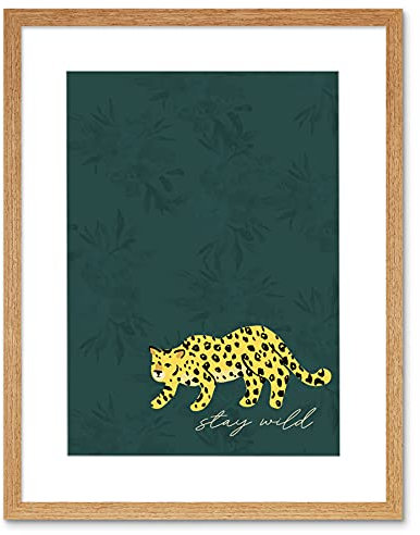 Wee Blue Coo Bleib Wild Leopard Jungle Kunstplakat Gerahmter Kunstdruck 30x40 cm