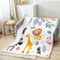 Kids Zoo Animal Sherpa Blanket Cute Wild Animals Fleece Throw Blanket Cartoon Safari Wild Print Plush Blanket for Boys Girls Children Teens Bedroom Decor Exotic Natural Fuzzy Blanket Throw 50x60 Inch