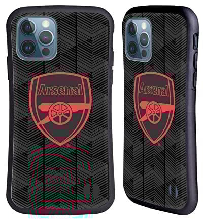 Head Case Designs Officially Licensed Arsenal FC Black Crest and Gunners Logo Hybrid Case Compatible With Apple iPhone 12 / iPhone 12 Pro