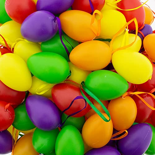 Kunststoffeier - Osterdeko - Plastikeier - Ostereier aus Kunststoff zum Hängen, bunt Sortiert 6 cm (20 x bunt)
