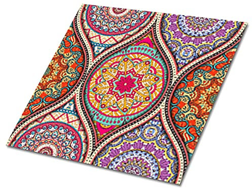 Decormat Selbstklebende Vinylfliesen Dekoartikel Aufkleber Mehrfarben Satz von 9 Fliesen - 30x30 cm Wandfliesen für die Küche Bodenbeläge PVC Fliesenaufkleber - Wunderschönes Mandala