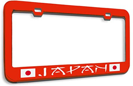Metal License Plate Frame Japan Japanese Flag Country Metal Tag Holder Car Accessories Red 2 Holes 1 Frame