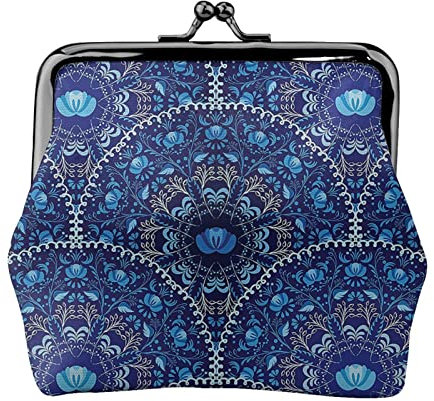 Kreisförmige und Florale gleich orientalische Damen-Ledergeldbörse, Kleingeldbeutel mit Kiss-Lock-Verschluss, Schnallen-Geldbörse für Mädchen-Geschenk