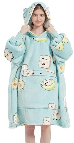 VERTAST Übergroße Hoodie Sweatshirt, Warmer Kuschelpullover Decken Blanket Hoodie, Weicher Sherpa Deckenpullover mit Kapuze Pullover Sweatshirt, Pulli Decke für Damen Herren, avocado